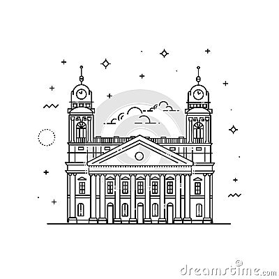 Reformed Great Church of Debrecen, Hungary Vector Illustration