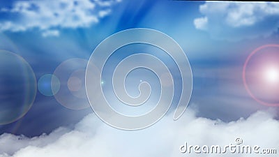 Refraction of light - rays, blue sky and sun specks, modern abstract background, computer generated illustration, 3d Cartoon Illustration