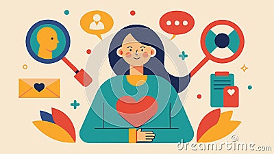 Refraining from seeking constant validation through likes and comments and instead finding selfworth within oneself Vector Illustration