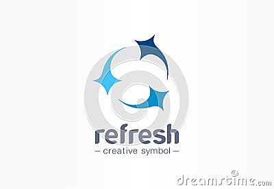 Refresh circle creative symbol concept. Clean star, mix, group of three abstract business logo. Fresh wash, arrow rotate Vector Illustration