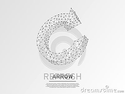 Refresh circular arrow symbol. Wireframe digital 3d Vector origami illustration. Low poly, repeat, refresh button Vector Illustration