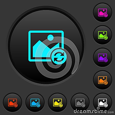 Refresh image dark push buttons with color icons Stock Photo