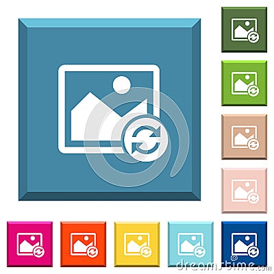 Refresh image white icons on edged square buttons Stock Photo