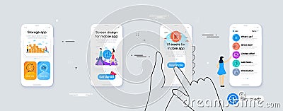 Refresh like, Copywriting notebook and Reject line icons for website, printing. For design. Vector Vector Illustration