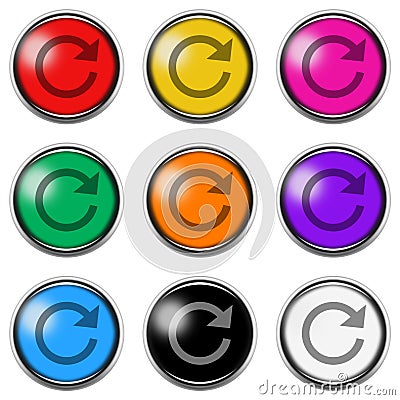 Refresh reload button icon set with clipping path 3d illustration Cartoon Illustration