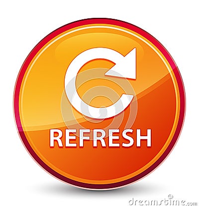 Refresh (rotate arrow icon) special glassy orange round button Vector Illustration