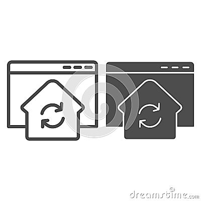 Refresh window line and solid icon. Browser with home silhouette update and synchronization. Website vector design Vector Illustration