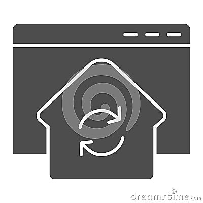 Refresh window solid icon. Browser with home silhouette update and synchronization. Website vector design concept, glyph Vector Illustration
