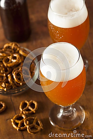 Refreshing Belgian Amber Ale Beer Stock Photo