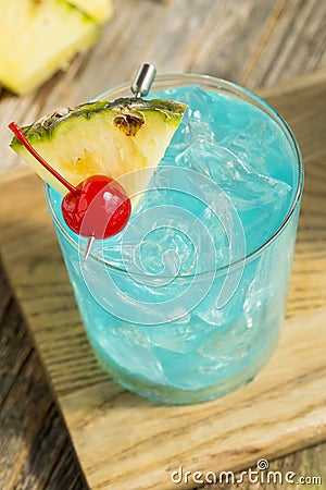 Refreshing Blue Hawaii Cocktail Punch Stock Photo