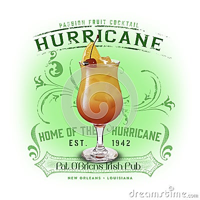 Hurricane Cocktail New Orleans French Quarter Bourbon Street Louisiana Stock Photo