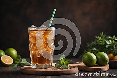 Refreshing citrus cocktail with fruits Stock Photo