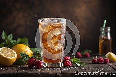 Refreshing citrus cocktail with fruits Stock Photo