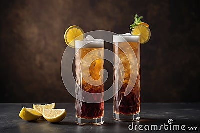 Refreshing citrus cocktail with fruits Stock Photo