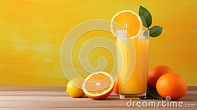 Refreshing Citrus Vitamin Juice with Fresh Fruits AI Generated Cartoon Illustration