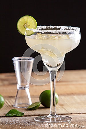 Refreshing classic margarita with lime and salt Stock Photo