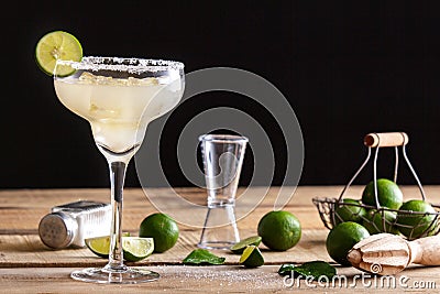Refreshing classic margarita with lime and salt Stock Photo