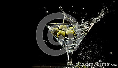 Refreshing cocktail with a splash of green freshness generated by AI Stock Photo