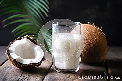 Refreshing Coconut Juice in Minimal Style AI Generated Cartoon Illustration