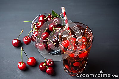 Refreshing cold cherry cola Stock Photo