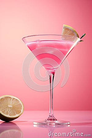 Refreshing Cold Pink Cosmopolitan Cocktail with Vodka and Cranberry Stock Photo