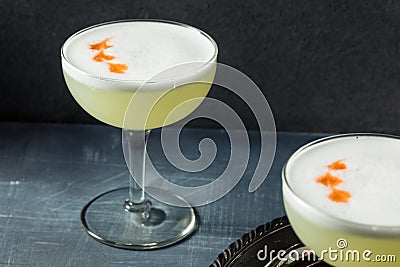 Refreshing Cold Pisco Sour Cocktail Stock Photo