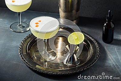 Refreshing Cold Pisco Sour Cocktail Stock Photo
