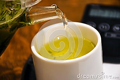 Freshly Brewed Organic Green Tea Stock Photo