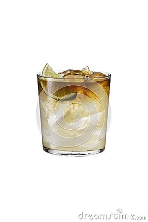 Refreshing Dark and Stormy Cocktail on White Stock Photo
