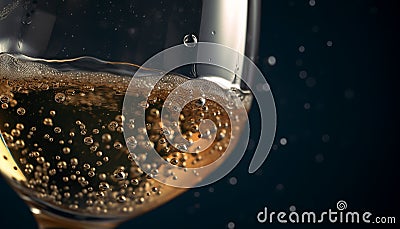 Refreshing drink in a glass, liquid drop, wet and transparent generated by AI Stock Photo