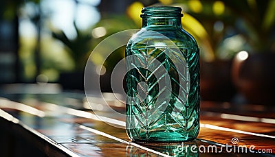 Refreshing drink on wooden table, nature green freshness generated by AI Stock Photo