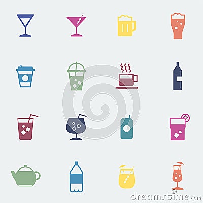 Refreshing drinks icons collection illustration Vector Illustration