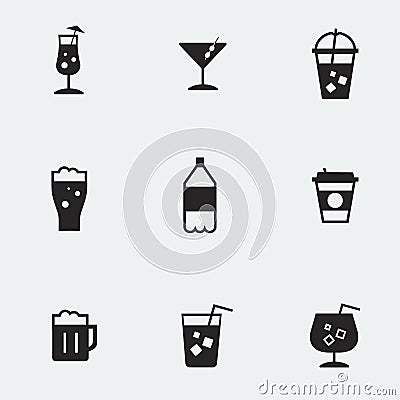 Refreshing drinks icons collection illustration Vector Illustration