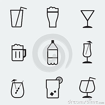 Refreshing drinks icons collection illustration Vector Illustration