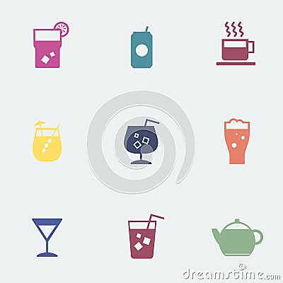 Refreshing drinks icons collection illustration Vector Illustration