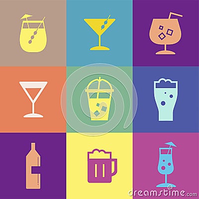 Refreshing drinks icons collection illustration Vector Illustration