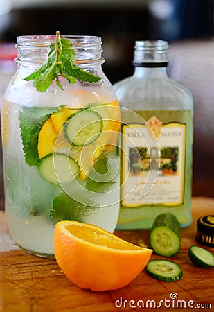 Refreshing Flavored Water Stock Photo