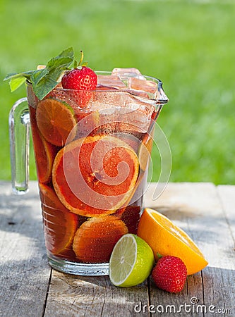 Refreshing fruit sangria (punch) Stock Photo