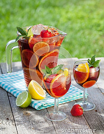 Refreshing fruit sangria (punch) Stock Photo