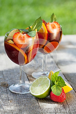 Refreshing fruit sangria (punch) Stock Photo