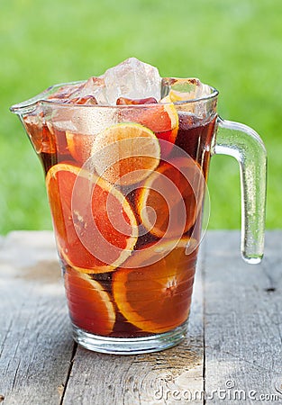 Refreshing fruit sangria (punch) Stock Photo