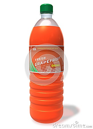 Refreshing grapefruit drink in plastic bottle Stock Photo