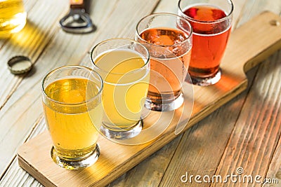 Refreshing Hard Cider Flight Stock Photo