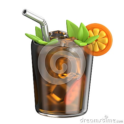 Refreshing Iced Mocktail 3D Render Stock Photo