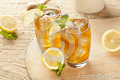 Refreshing Iced Tea with Lemon Stock Photo