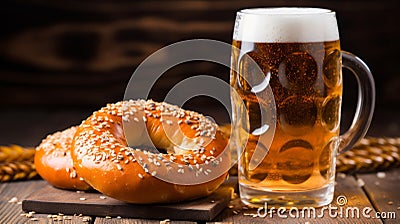 Refreshing Lager And Bagel: A Whimsical Blend Of Selkiecore And Biopunk Stock Photo