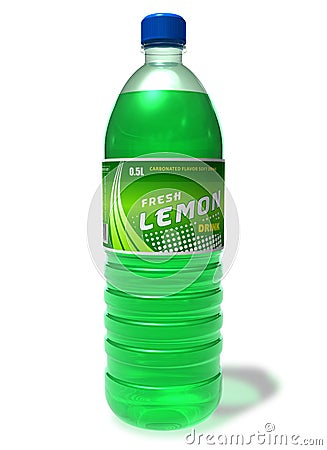 Refreshing lemon drink in plastic bottle Stock Photo