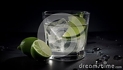 A refreshing lime mojito cocktail with citrus fruit and ice generated by AI Stock Photo