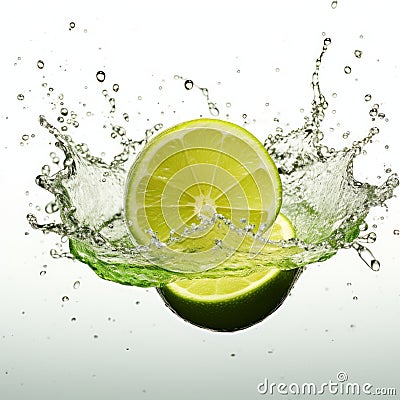 Refreshing Lime Splash: Vibrant Synchromism Art With Crisp Precisionist Style Stock Photo