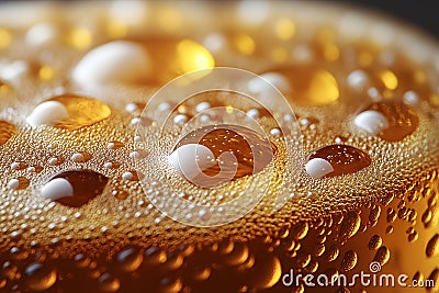 Refreshing Macro View of Fizzy Carbonated Beverage with Bubbles and Foam Generative AI Stock Photo